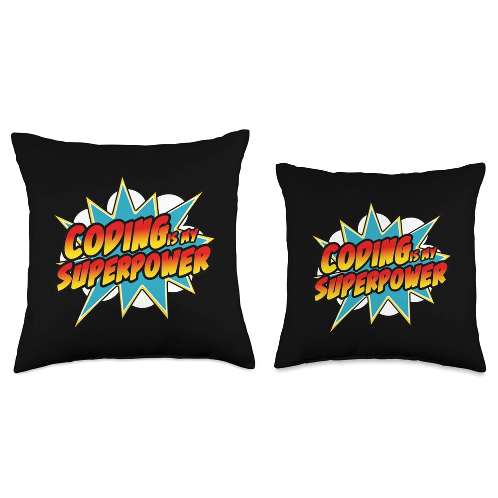 3574 Coding Is My Superpower | Comic Coder HTML Programmer Geek Throw - Picture 3 of 3
